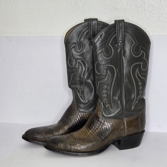 Tony Lama Nacogdoches Teju Lizard Round Toe Western Boots Men's Size 9.5 - Picture 2 of 10